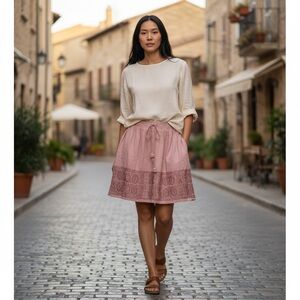 J. Crew Pink Bubble Skirt with Smocked Embellishments